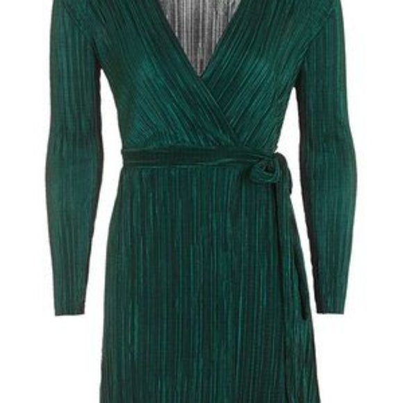 Topshop Green Pleated Dress - Picture 2 of 12